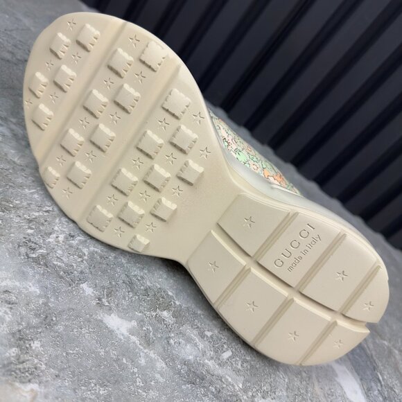 GUCCI Liberty Rhyton Floral Muticolor Canvas Sneaker Leather 8.5 US 38.5 EUR - Picture 13 of 16